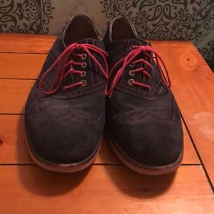 Johnston and Murphy blue suede oxfords